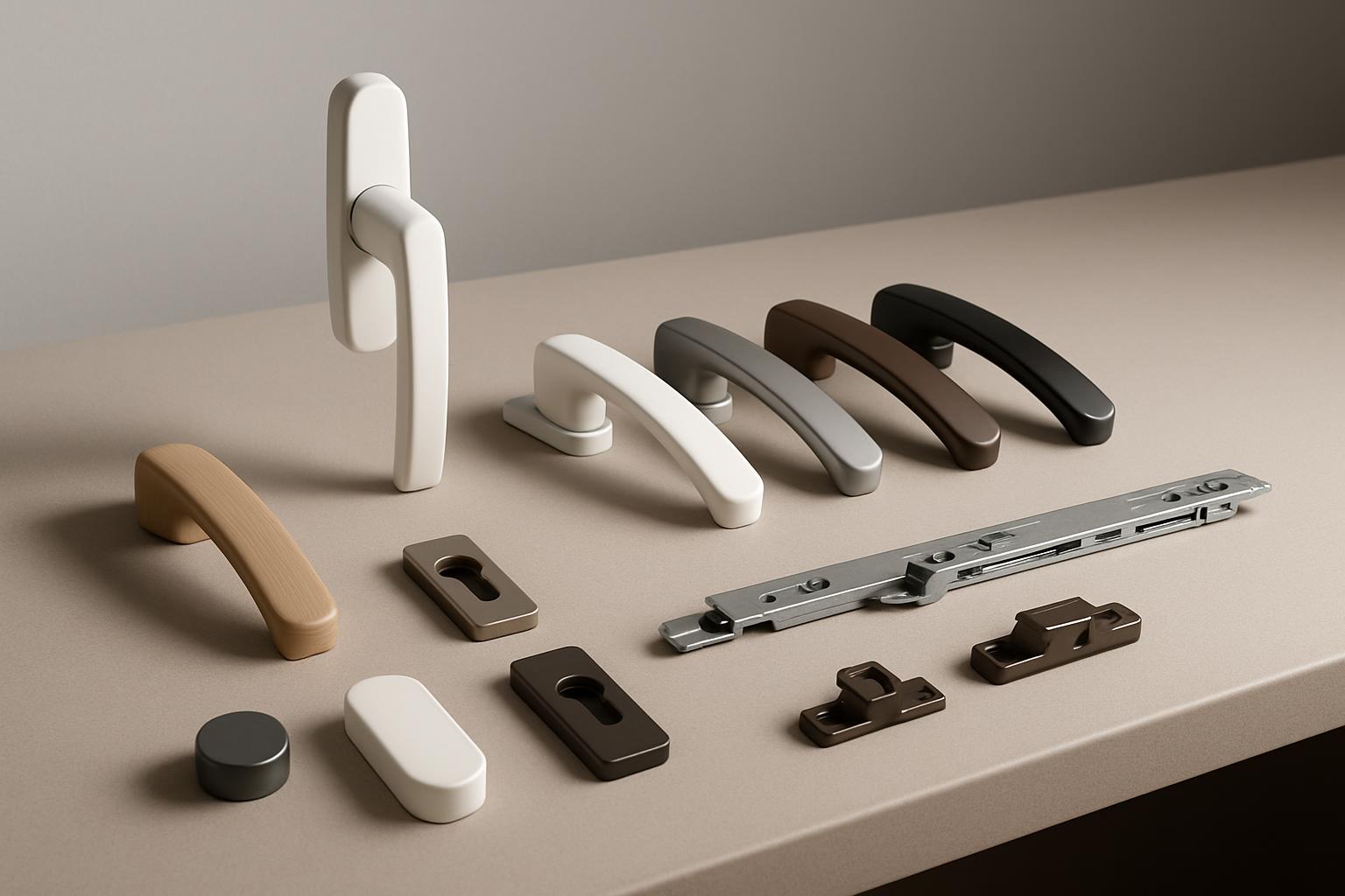 The alt text for the image is: "Collection of various cabinet handles in different styles and colors".