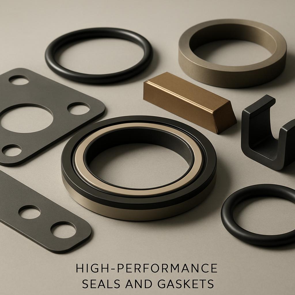 Seals and gaskets. Composite image of various seal and gasket configurations.